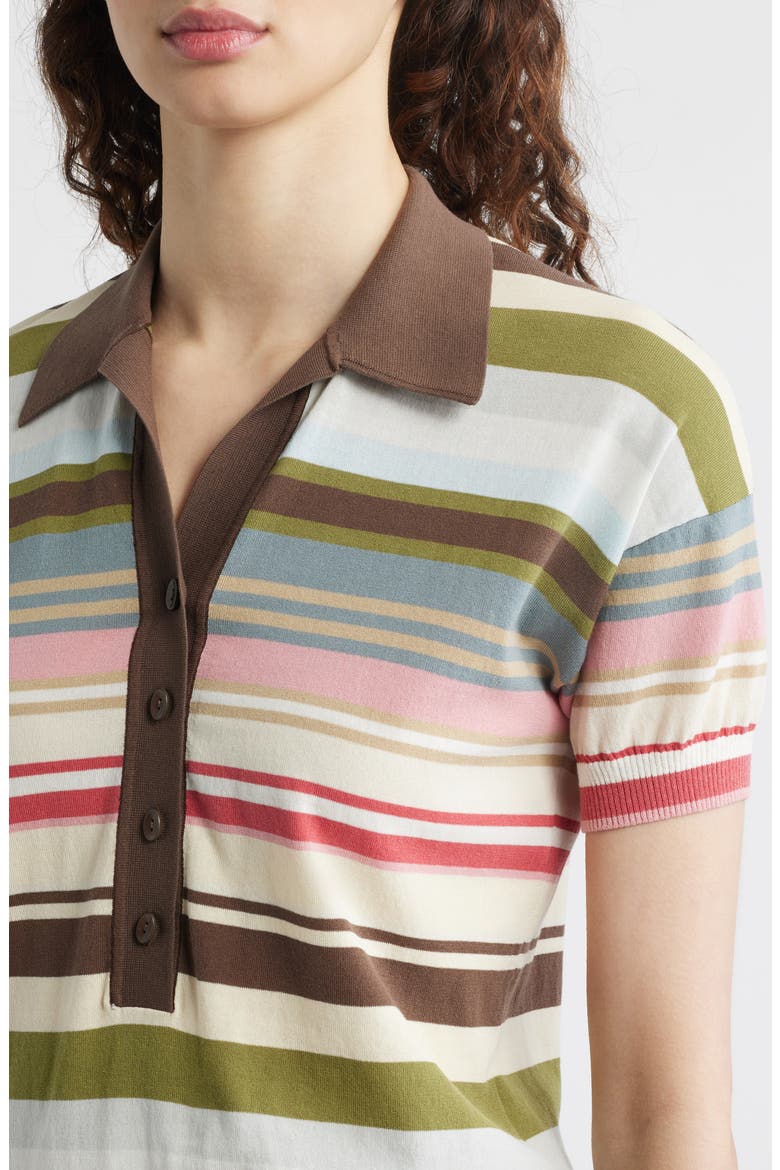 Sable Stripe Short Sleeve Polo Sweater, Alternate, color, MELEU STRIPE - MULTI