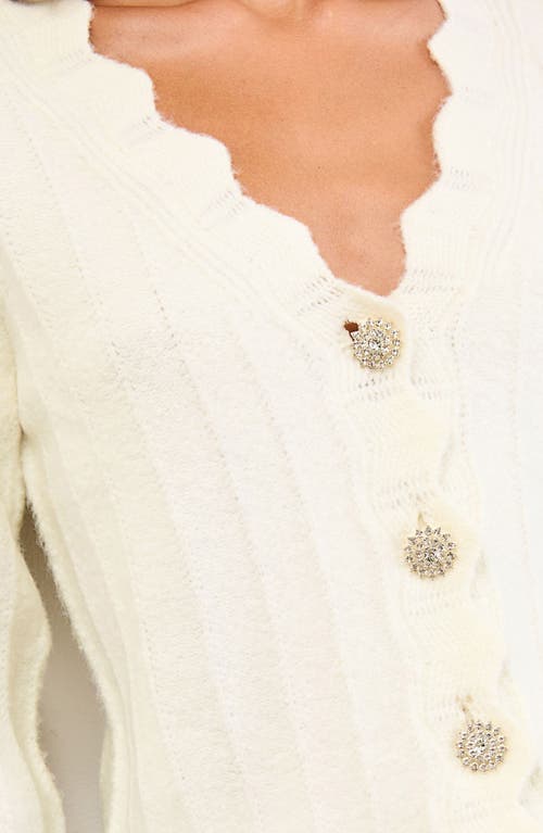 Lipsy Scallop Edge Cardigan In Neutral