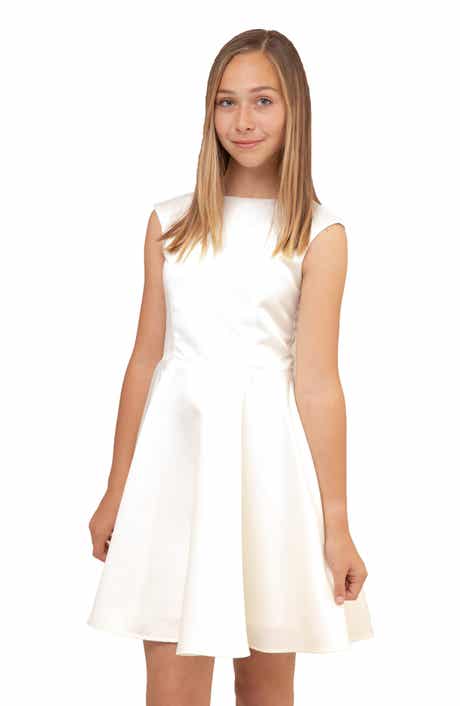 Un Deux Trois Kids' Cap Sleeve Satin Dress