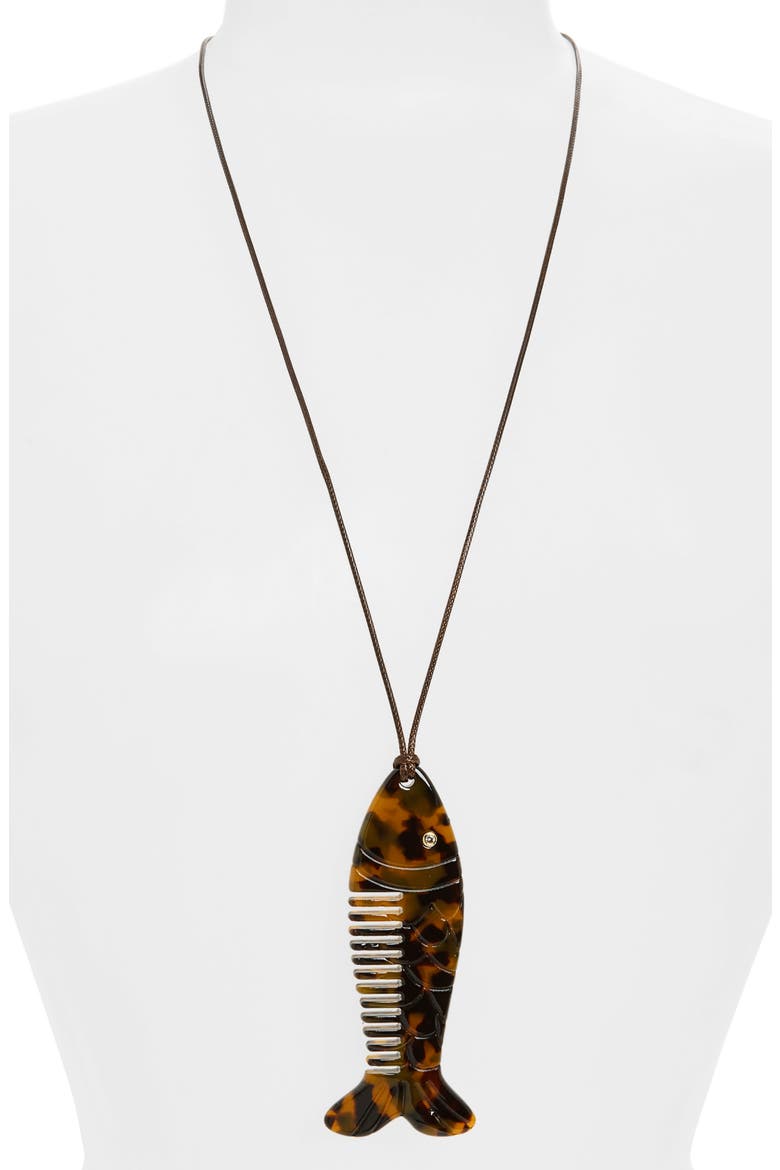 Trout Comb Lariat Necklace, Alternate, color, BROWN