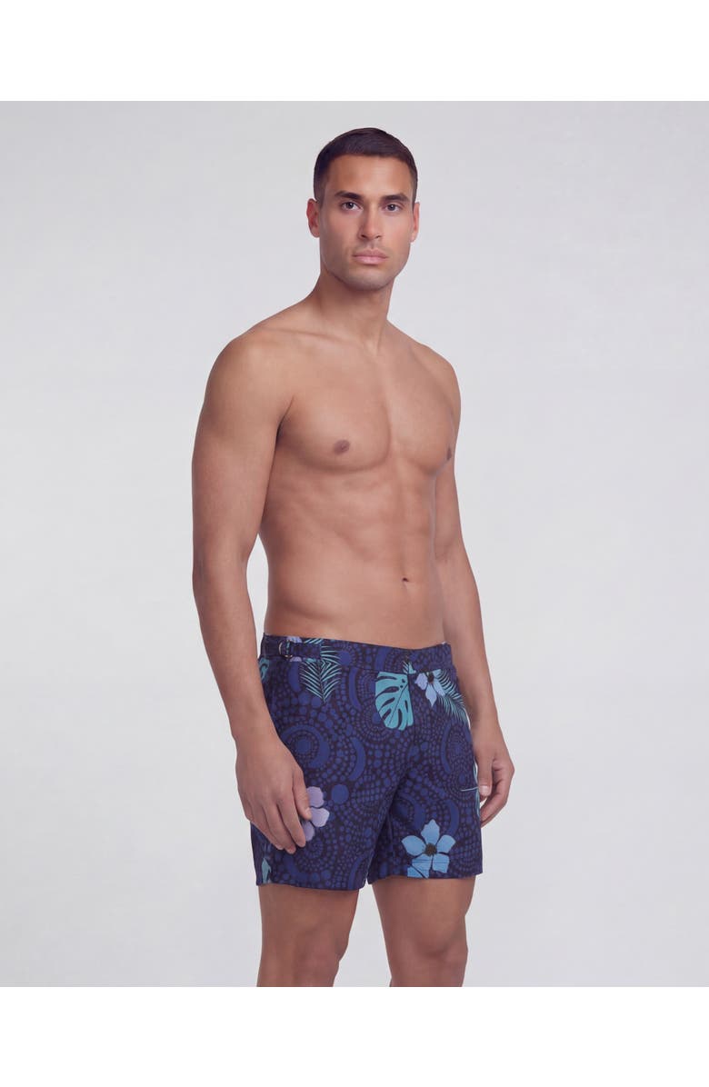 Lords of Harlech Tropical Fantasy Mens Tailored Swim Short, Alternate, color, Tropical Fantasy Navy