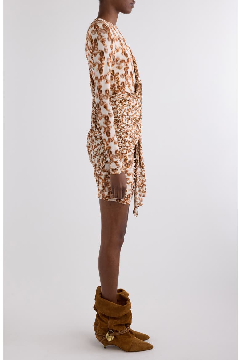 Georgia Floral Long Sleeve Jersey Minidress, Alternate, color, OCHRE