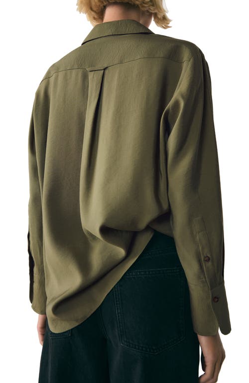 Mango Relaxed Button-up Shirt In Khaki Green