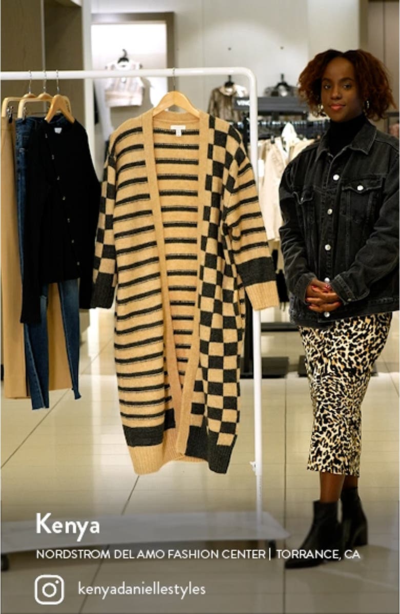Checkerboard & Stripe Long Cardigan, sales video thumbnail