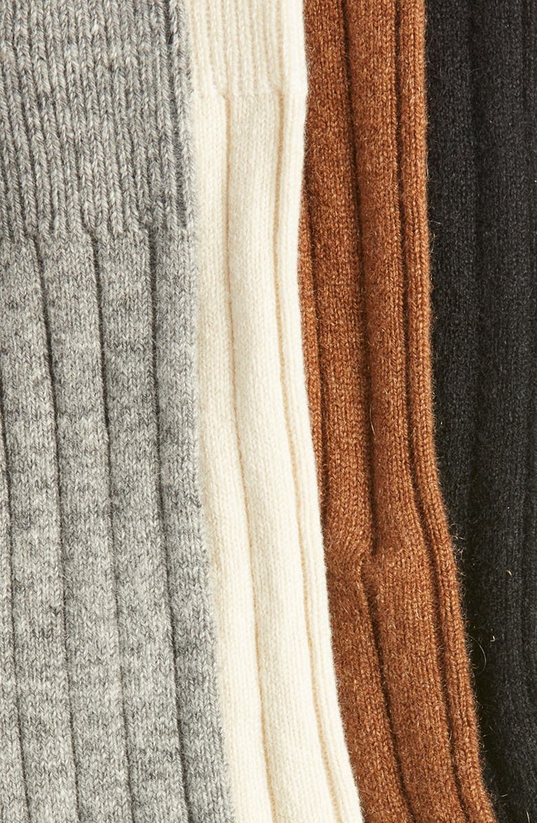 Comme Si 4-Pack Rib Stretch Cashmere Socks, Alternate, color, Assorted