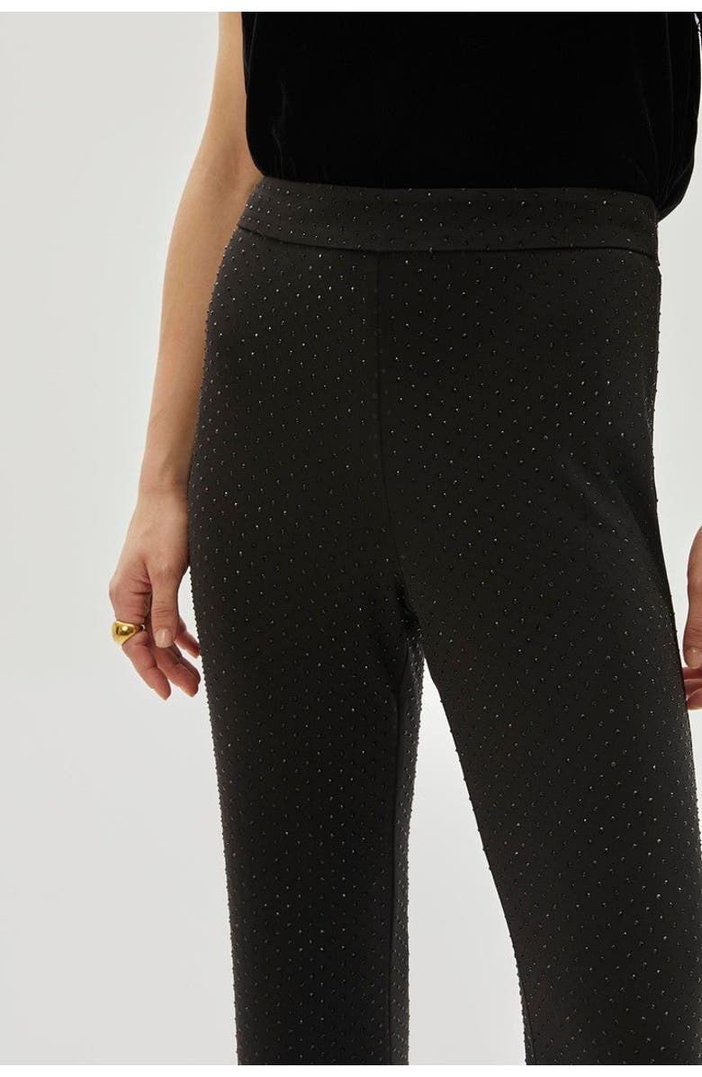 Exquise Slim Sequin Print Flared Knit Pants, Alternate, color, Black