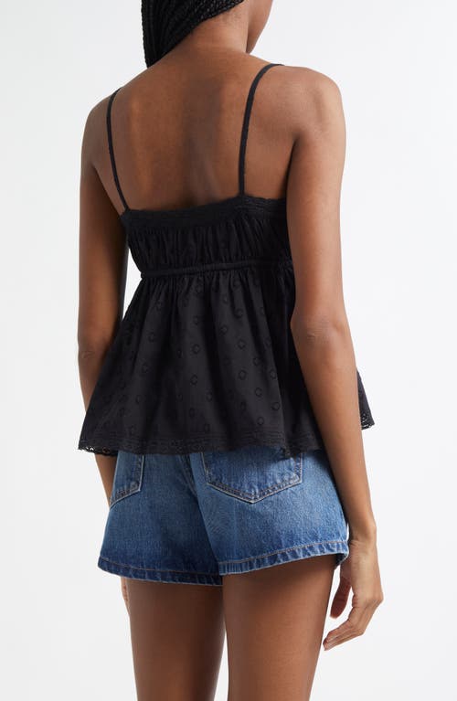 Ulla Johnson Quinn Lace-trimmed Gathered Cotton Top In Noir