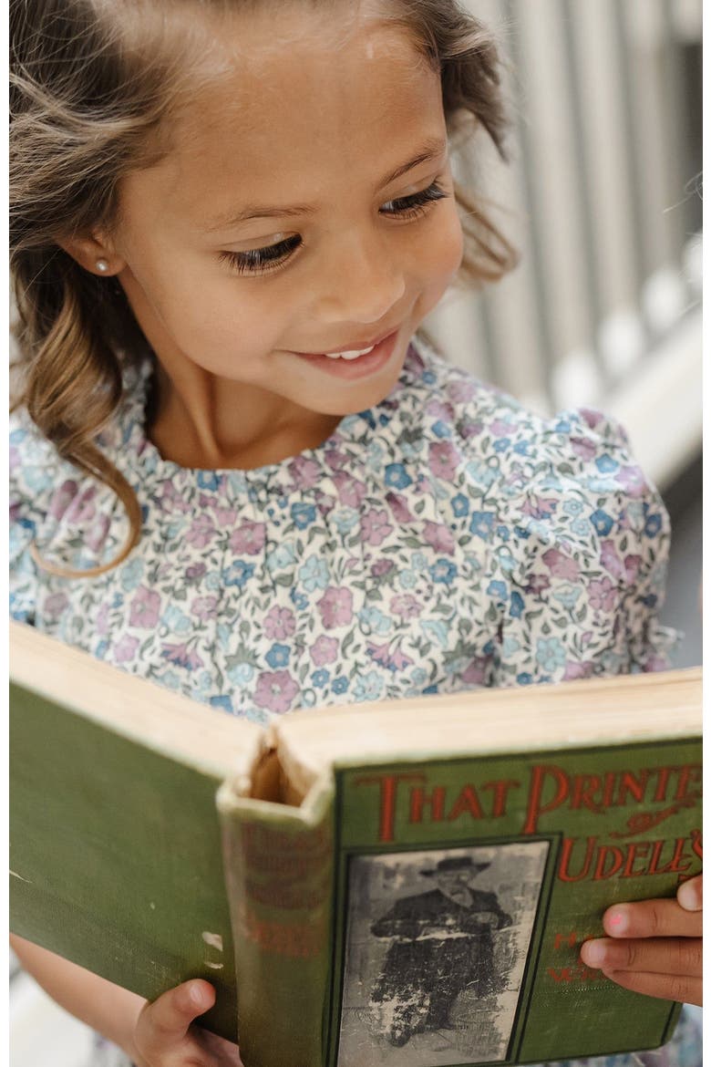 Girls' Organic Ruffle Edge Puff Sleeve Dress, Toddler, Alternate, color, Heather Fields Floral