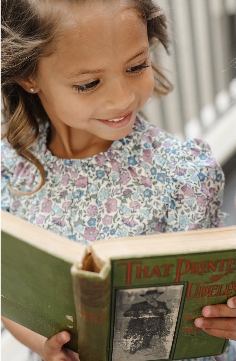 Hope & Henry Girls' Organic Ruffle Edge Puff Sleeve Dress, Toddler, Alternate, color, 