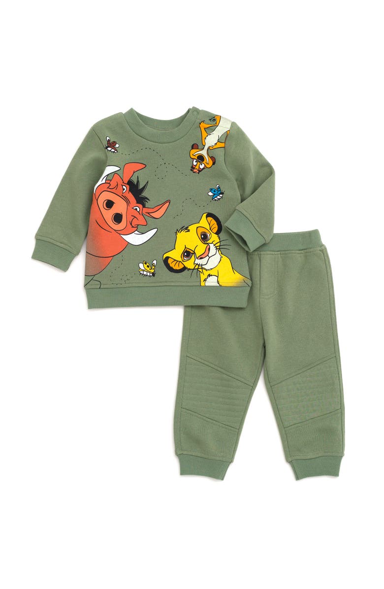 Disney Lion King Fleece Sweatshirt and Pants Set, Main, color, Lion King Green