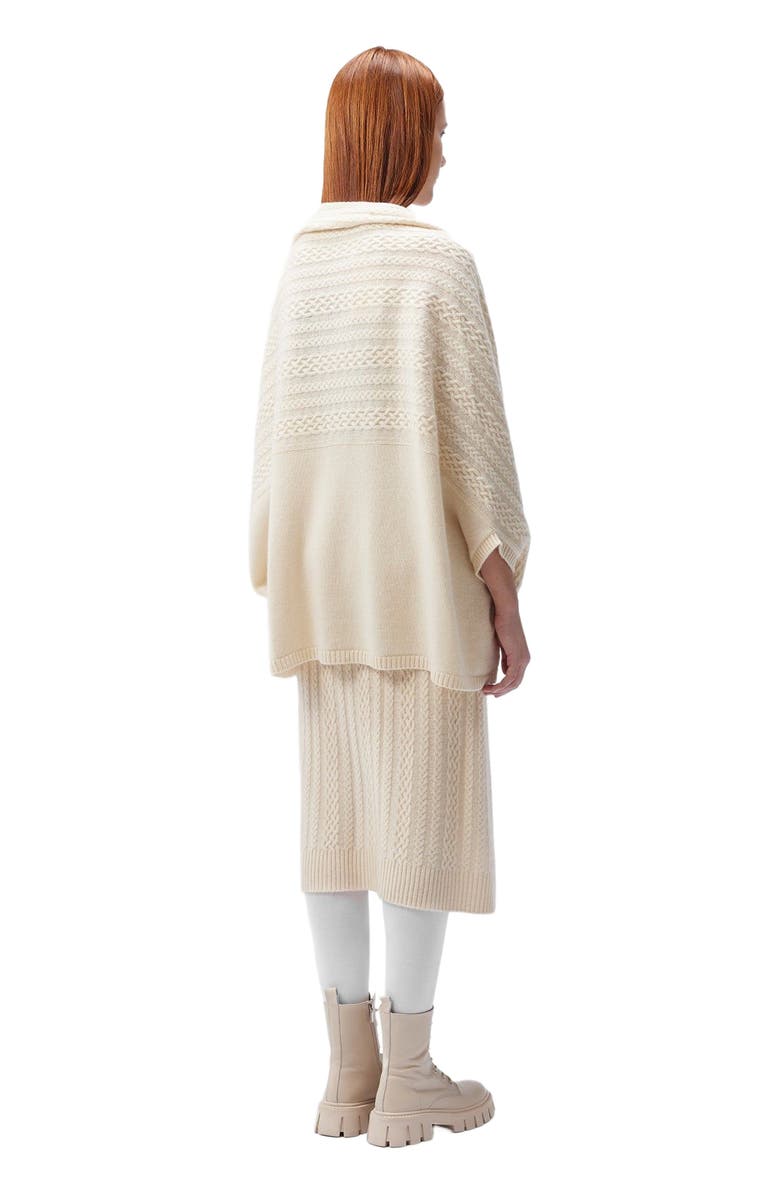 GOBI Mongolian Cashmere Cable-Knit Cashmere Poncho, Alternate, color, Marshmallow