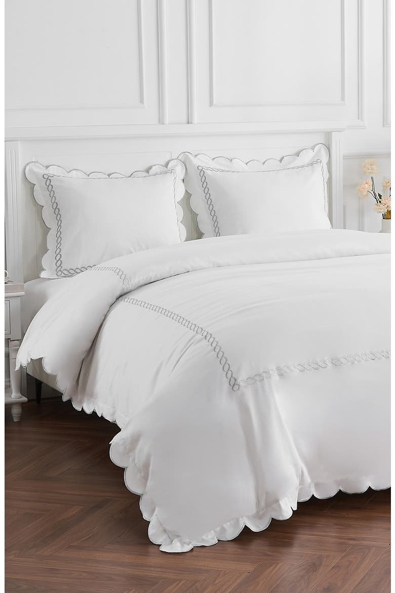 Scallop Rope Duvet & Sham Set, Alternate, color, WHITE/ GREY