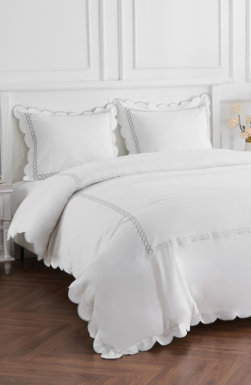 Melange Home Scallop Rope Duvet & Sham Set In White/grey