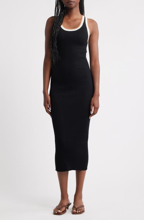 Mango Sleeveless Rib Dress In Black