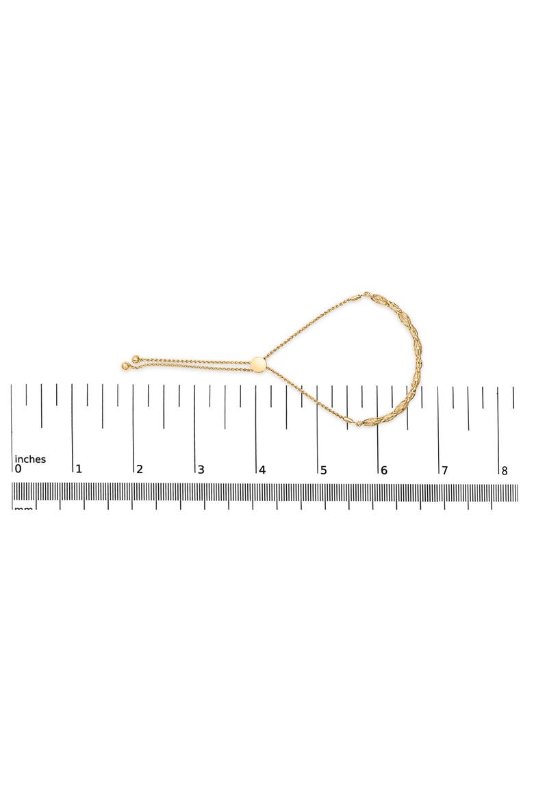 Silver Diamond Accent Alternating Marquise Shape and Heart Links Bolo Bracelet, Alternate, color, Yellow Gold over Silver