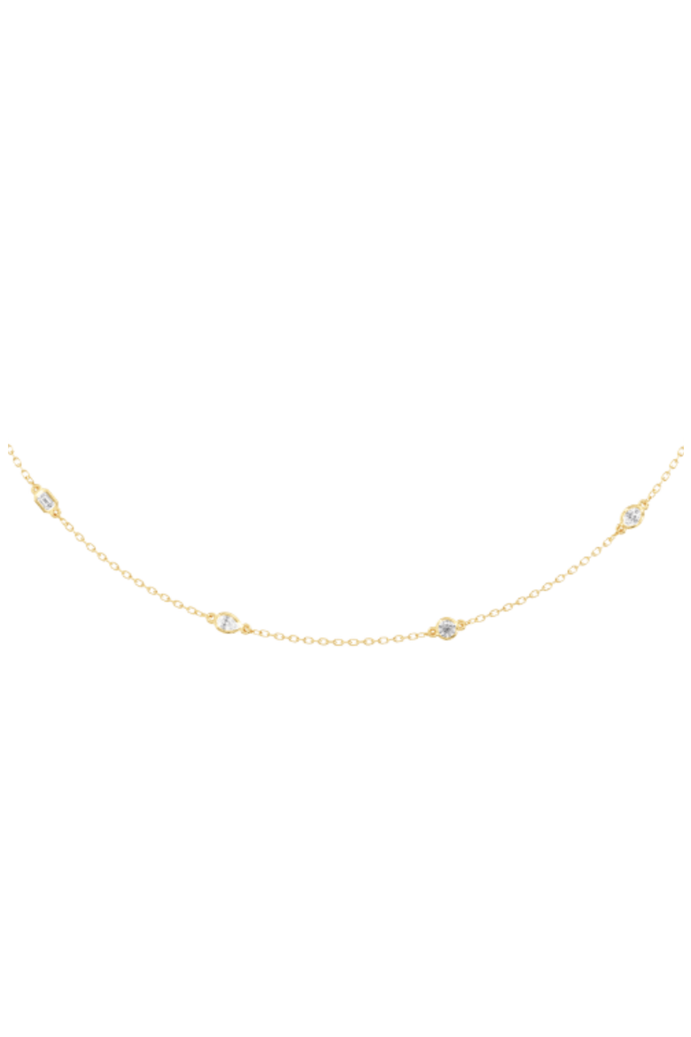 Multi Shape Bezel Station Lab Diamond Necklace in 14K, Alternate, color, Yellow Gold