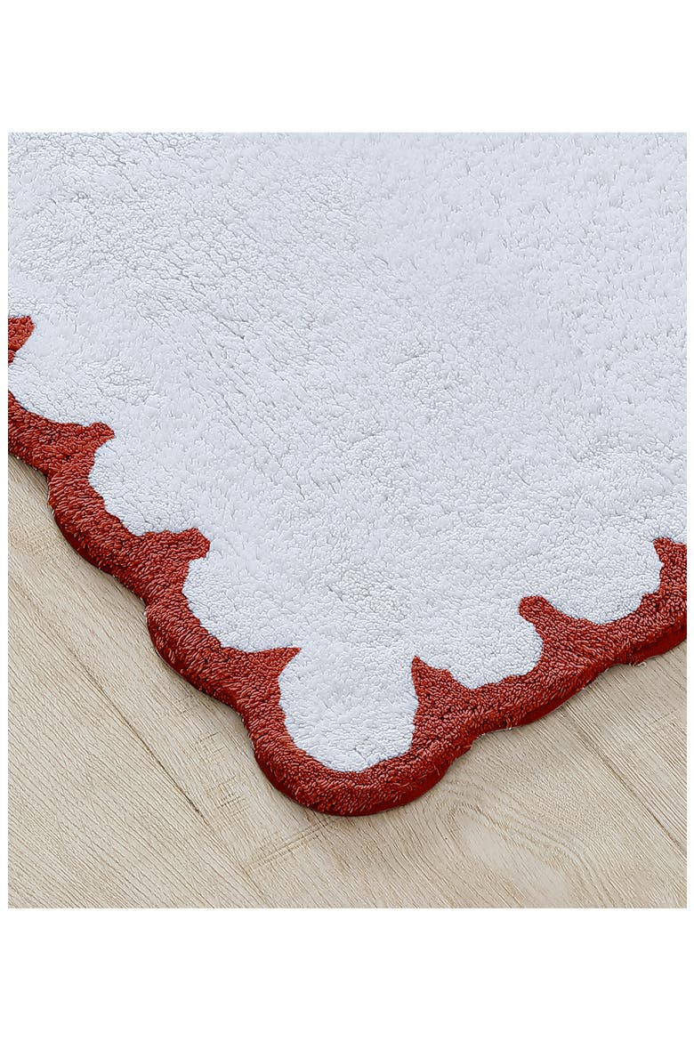 Scallop Detail Cotton Bath Mat, Alternate, color, CHILI RED