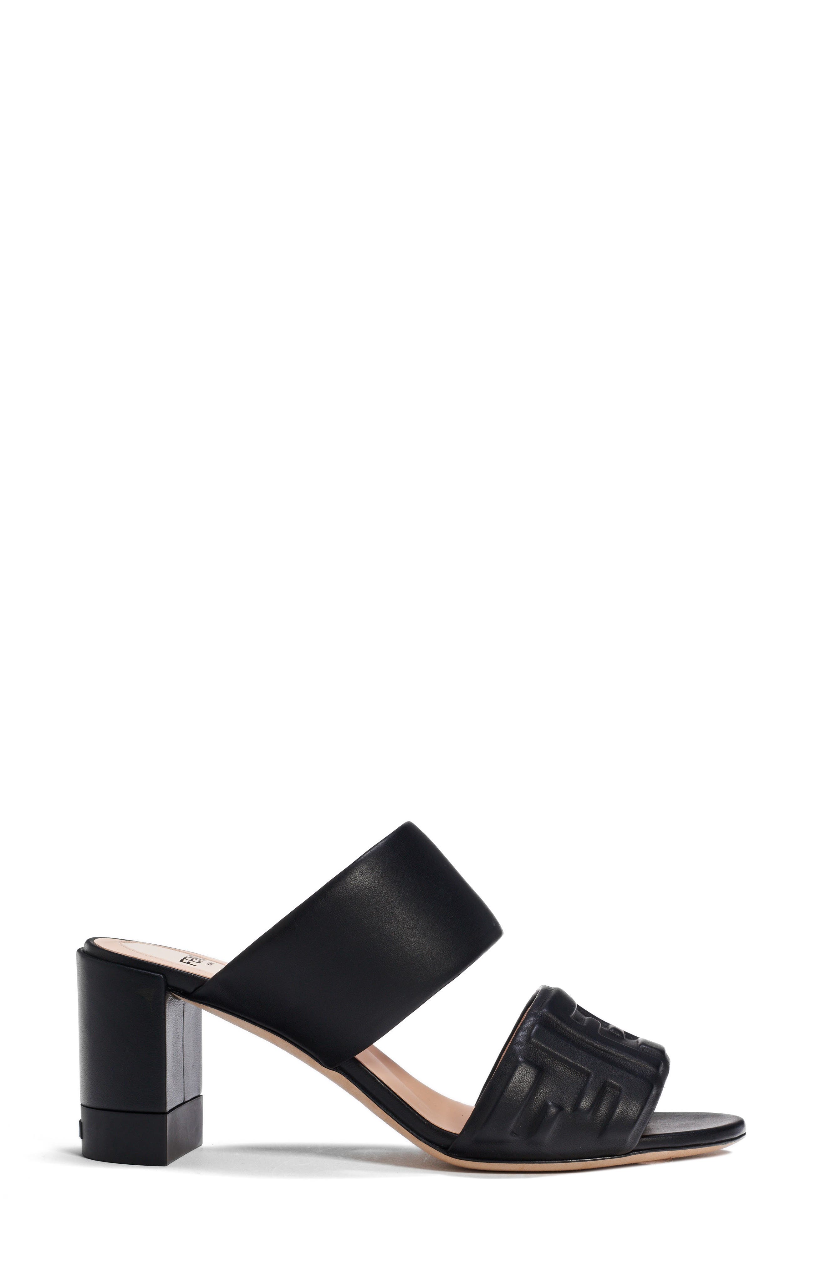 Fendi FF Embossed Logo Slide Sandal, Alternate, color, 