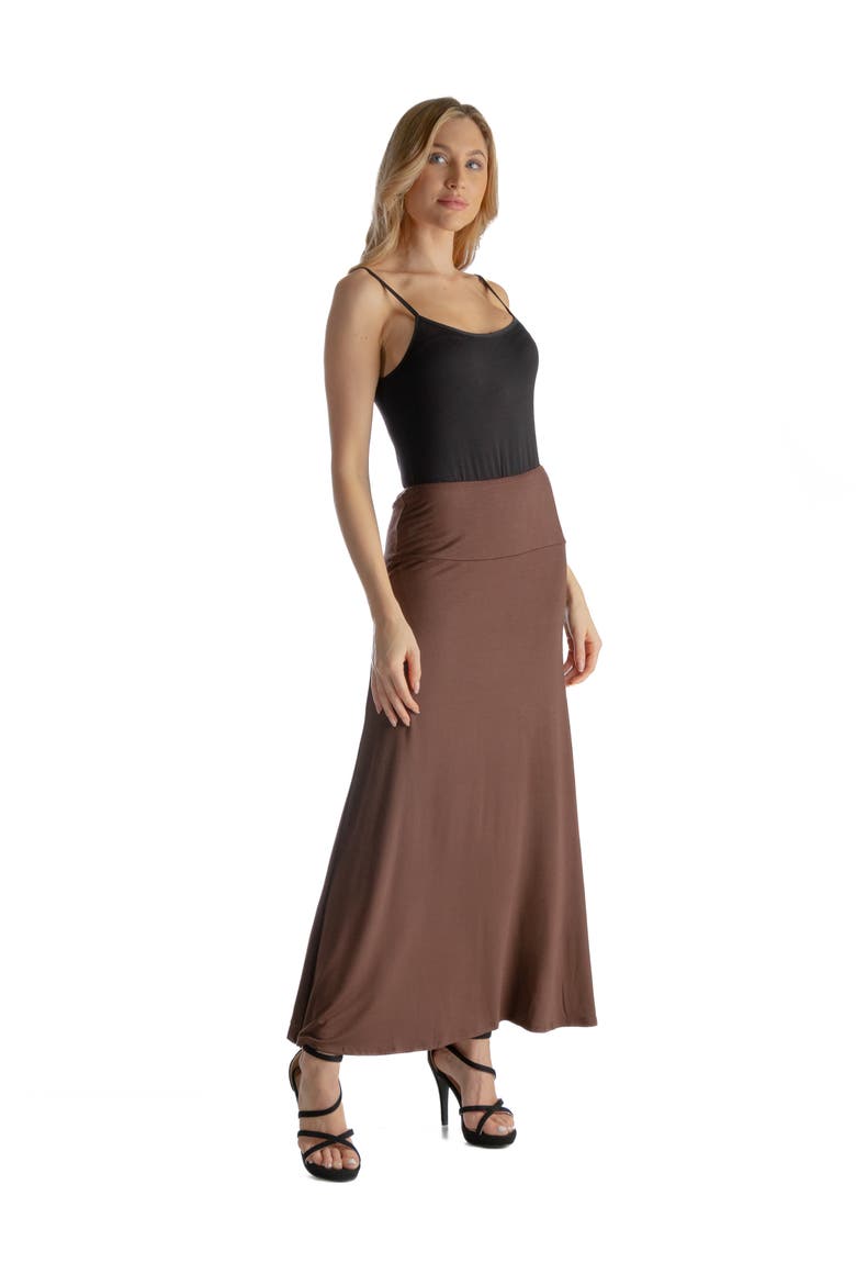 Elastic Waist Maxi Skirt, Alternate, color, Brown