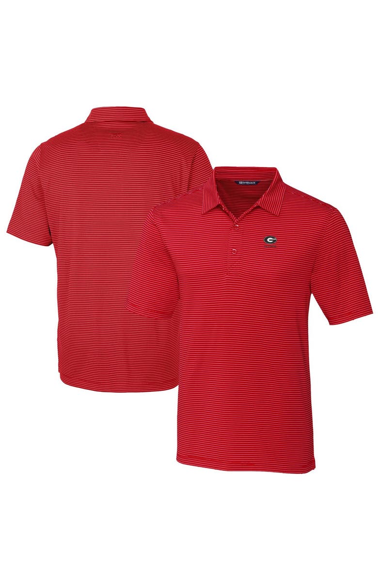 Cutter & Buck Men's Cutter & Buck  Red Georgia Bulldogs Alumni Logo Forge Pencil Stripe Stretch DryTec Polo, Alternate, color, 