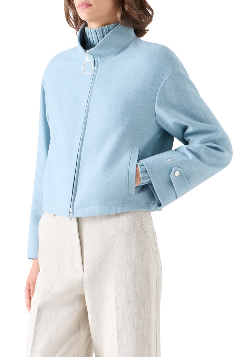 Wool Blend Zip Blouson Jacket, Alternate, color, LIGHT BLUE