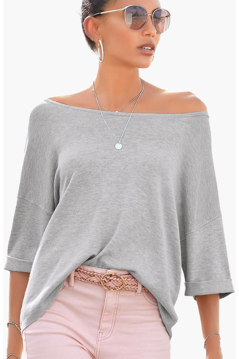 Oversized Reversible Sweater, Main, color, Grey
