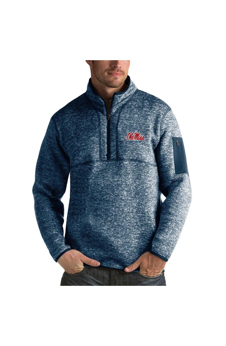 ANTIGUA Men's Antigua Navy Ole Miss Rebels Fortune Half-Zip Sweatshirt, Main, color, 