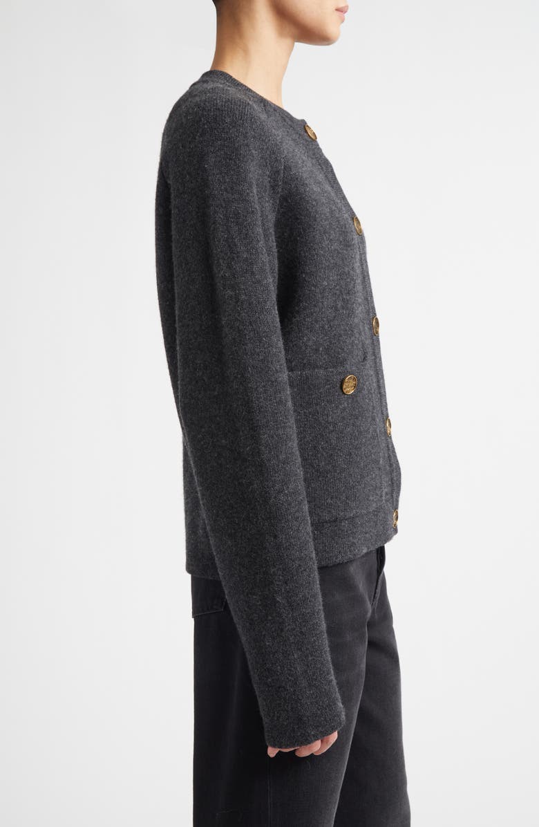 TOTEME Hammered Button Cashmere & Wool Cardigan, Alternate, color, Charcoal