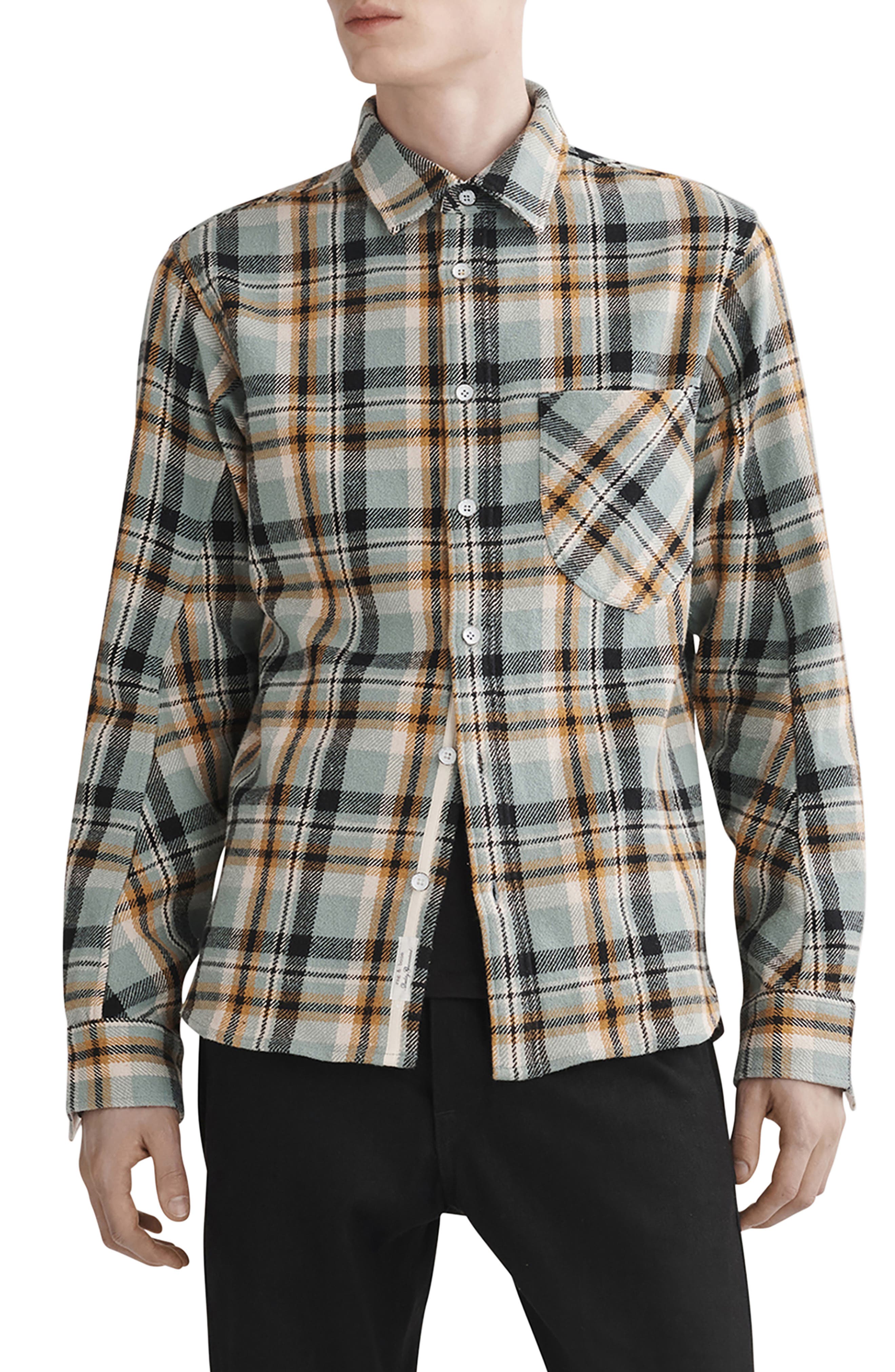 Plaid Cotton Flannel Button-Up Shirt