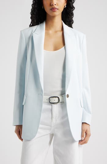 Open Edit Icon Twill Relaxed Blazer In Blue Breeze