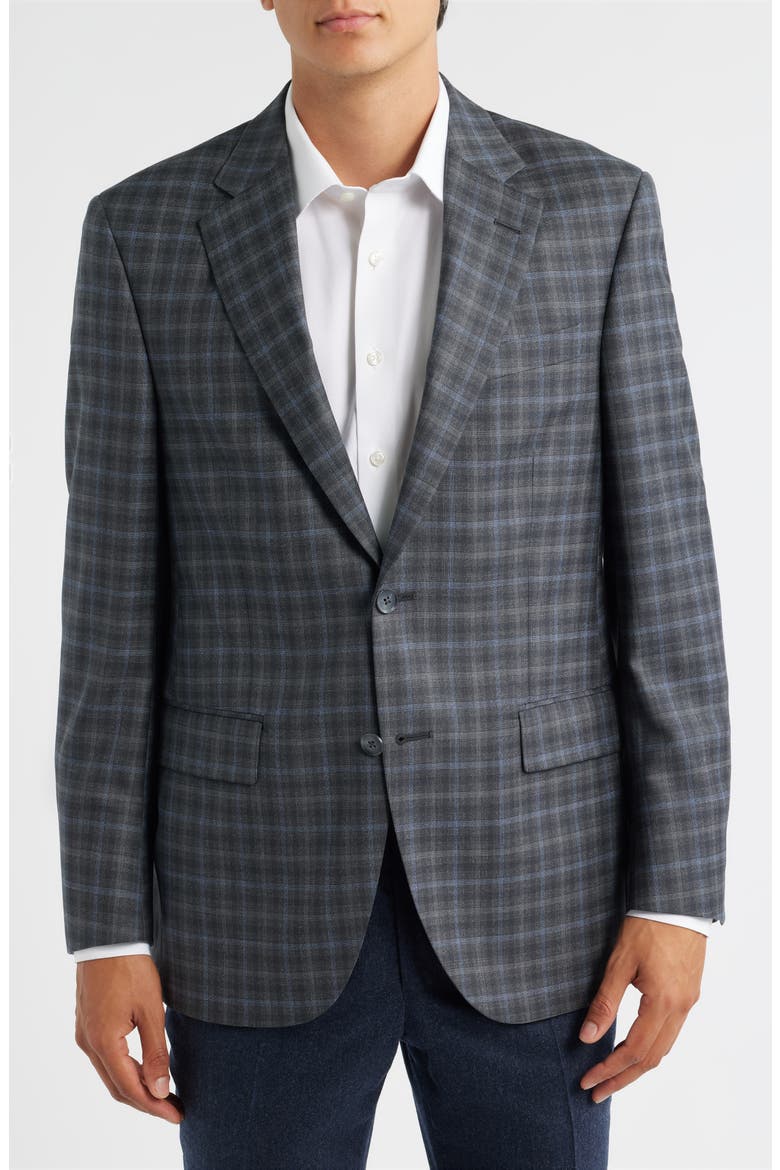 Flynn Classic Fit Charcoal Grey Shadow Check Wool Sport Coat, Alternate, color, CHARCOAL