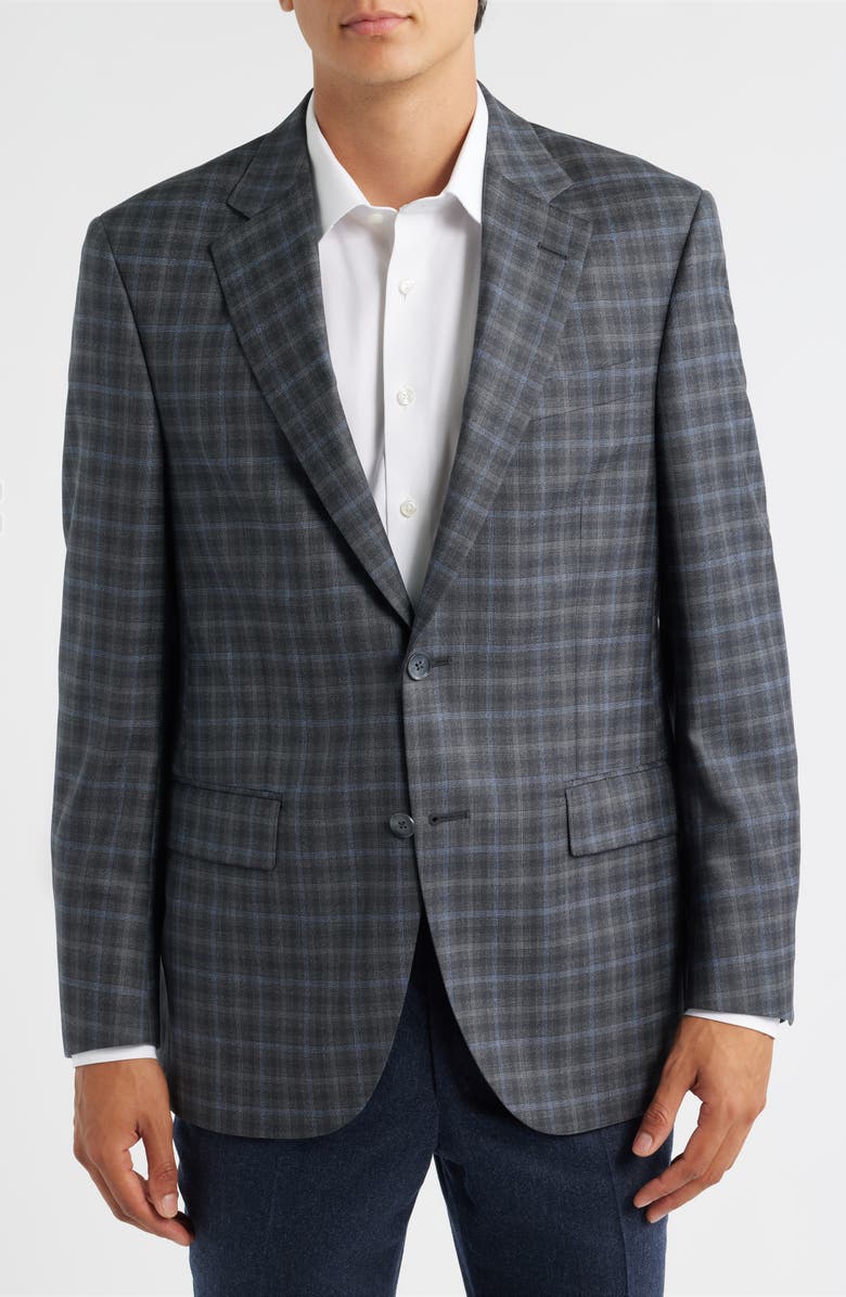 Peter Millar Flynn Classic Fit Charcoal Grey Shadow Check Wool Sport Coat, Alternate, color, Charcoal