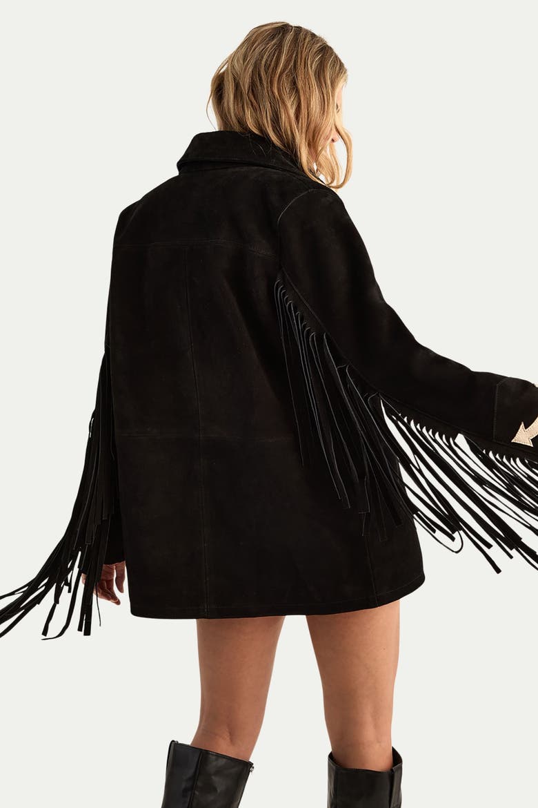 Real Suede Embroidered Western Shirt, Alternate, color, Black