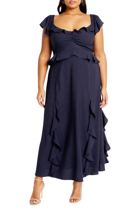 Frill Ruffle Maxi Dress (Plus)