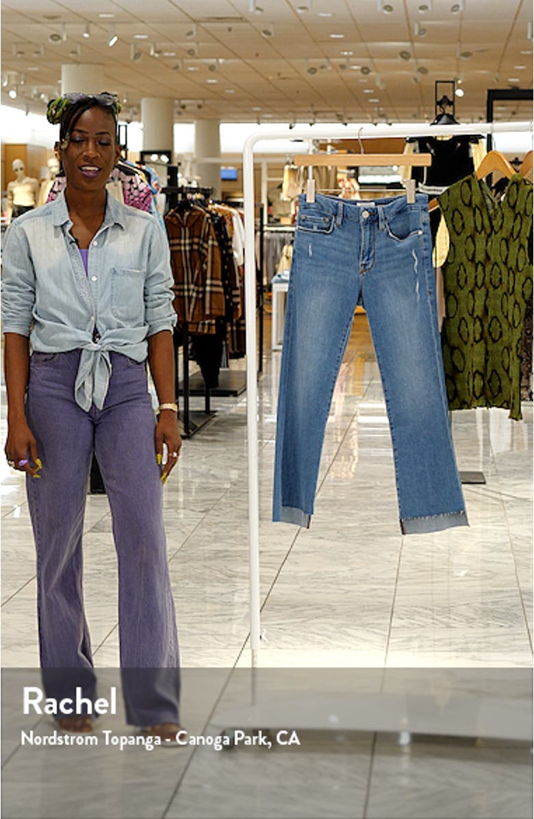 Le Crop Mini Boot Stagger Raw Hem Crop Bootcut Jeans, sales video thumbnail