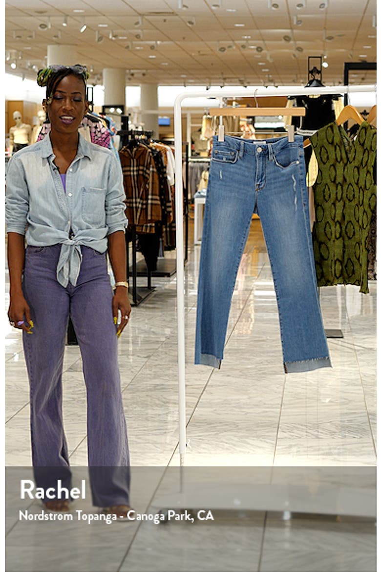 Le Crop Mini Boot Stagger Raw Hem Crop Bootcut Jeans video