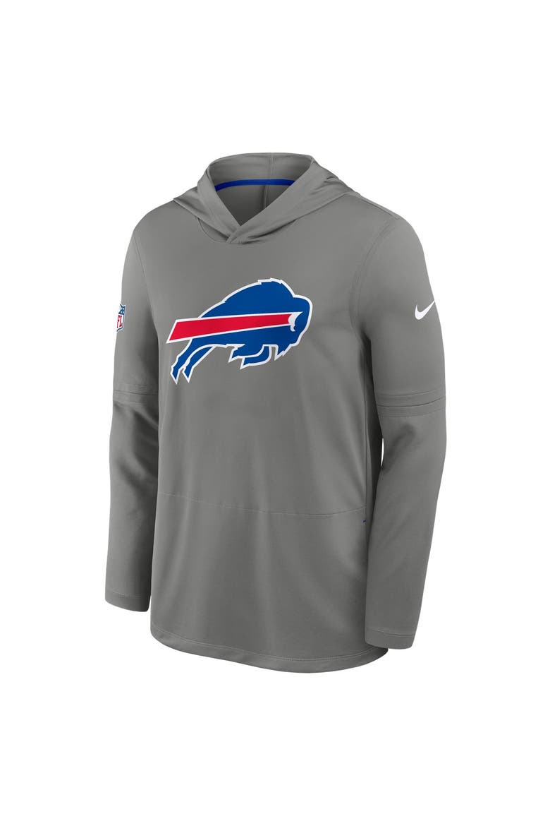 Men's Nike Gray Buffalo Bills Sideline Alternate Lightweight Long Sleeve Hooded Dri-FIT T-Shirt, Alternate, color, Gray