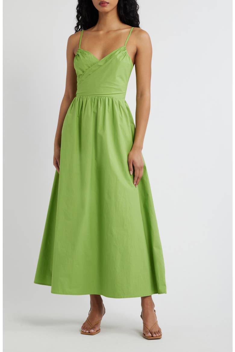 Marcella Tie Back Cotton Poplin Dress, Main, color, KIWI