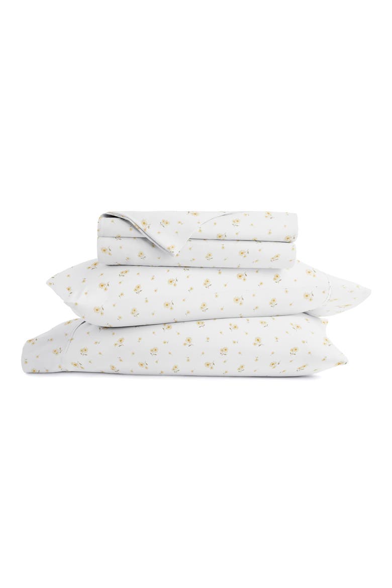 Kaycie Gray Ditsy Floral Microfiber Sheet Set, Main, color, YELLOW