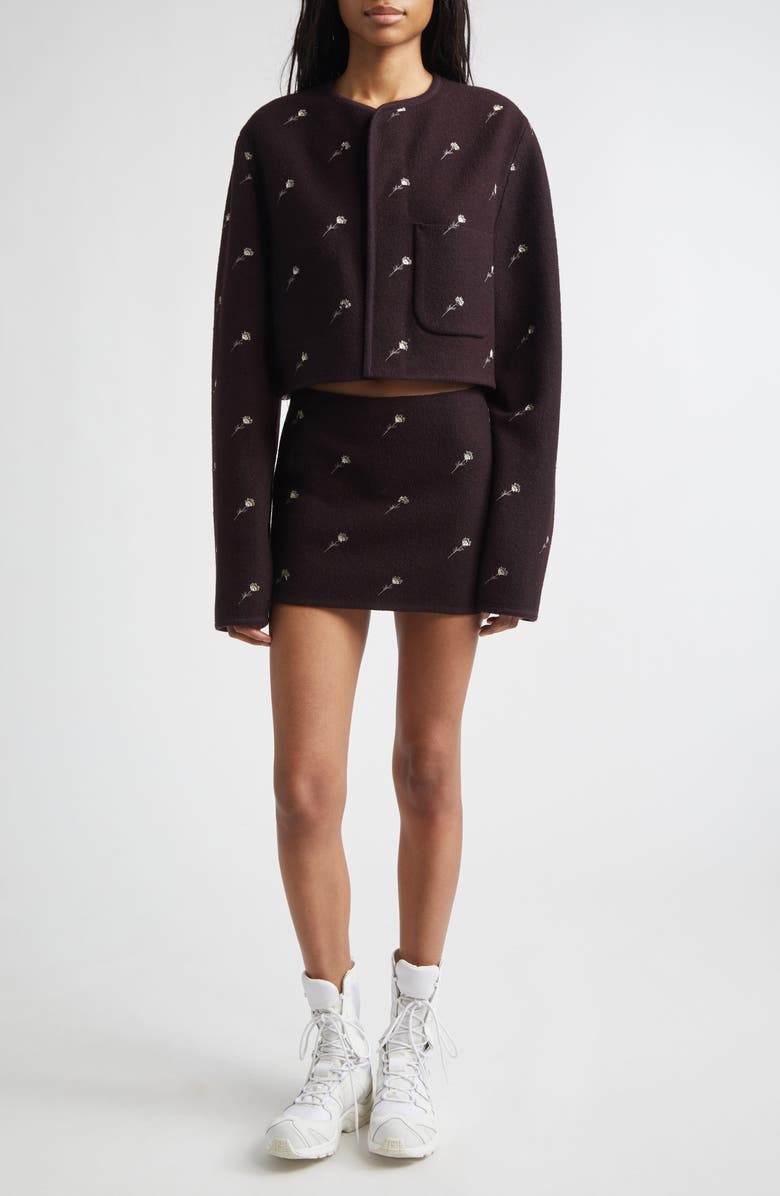 RIER Walker Floral Embroidered Wool Utility Jacket, Alternate, color, Tanin Flowers Felted