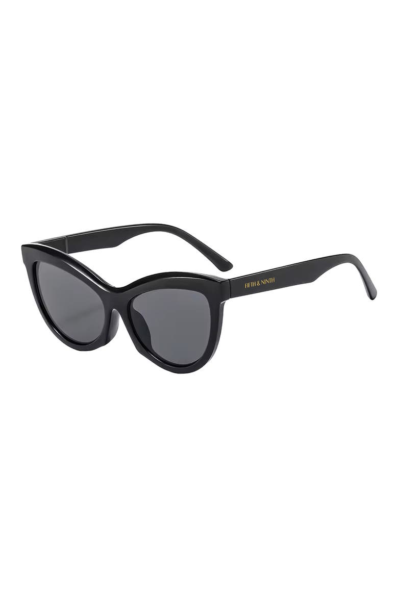 Pippa 73mm Oversize Polarized Cat Eye Sunglasses, Alternate, color, BLACK