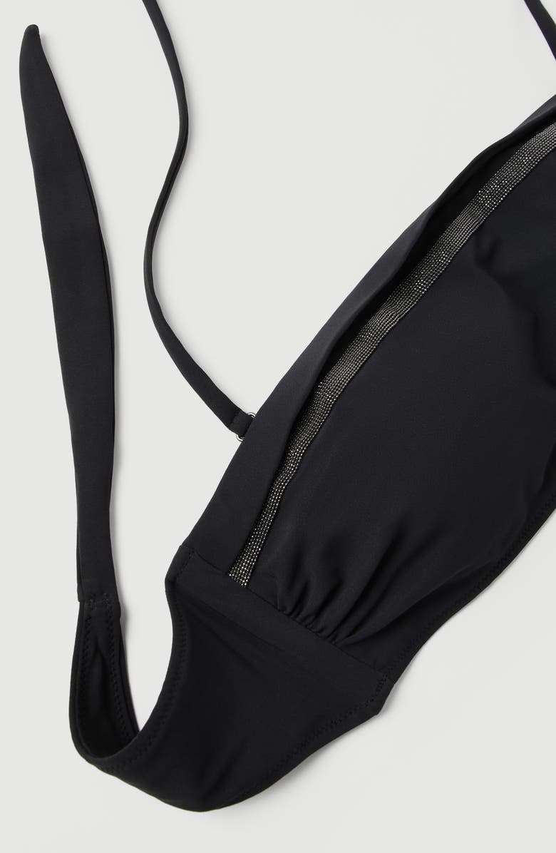 Brunello Cucinelli Bikini bandeau top with monili, Alternate, color, Black
