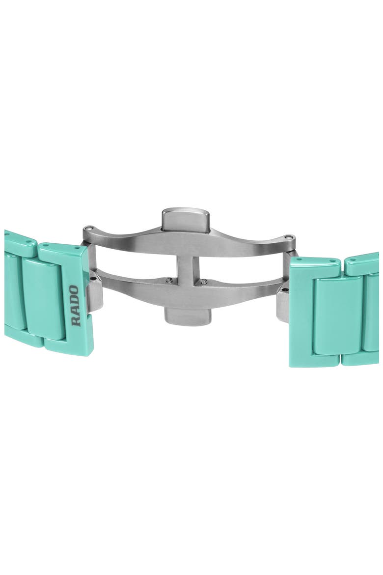 True Square Diamond Automatic Open Heart Bracelet Watch, 38mm, Alternate, color, AQUA