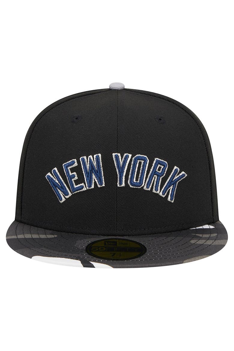 Men's New Era Black New York Yankees Metallic Camo 59FIFTY Fitted Hat, Alternate, color, Black