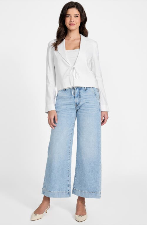 Guess Linden Tie Front Linen Blend Crop Blazer
