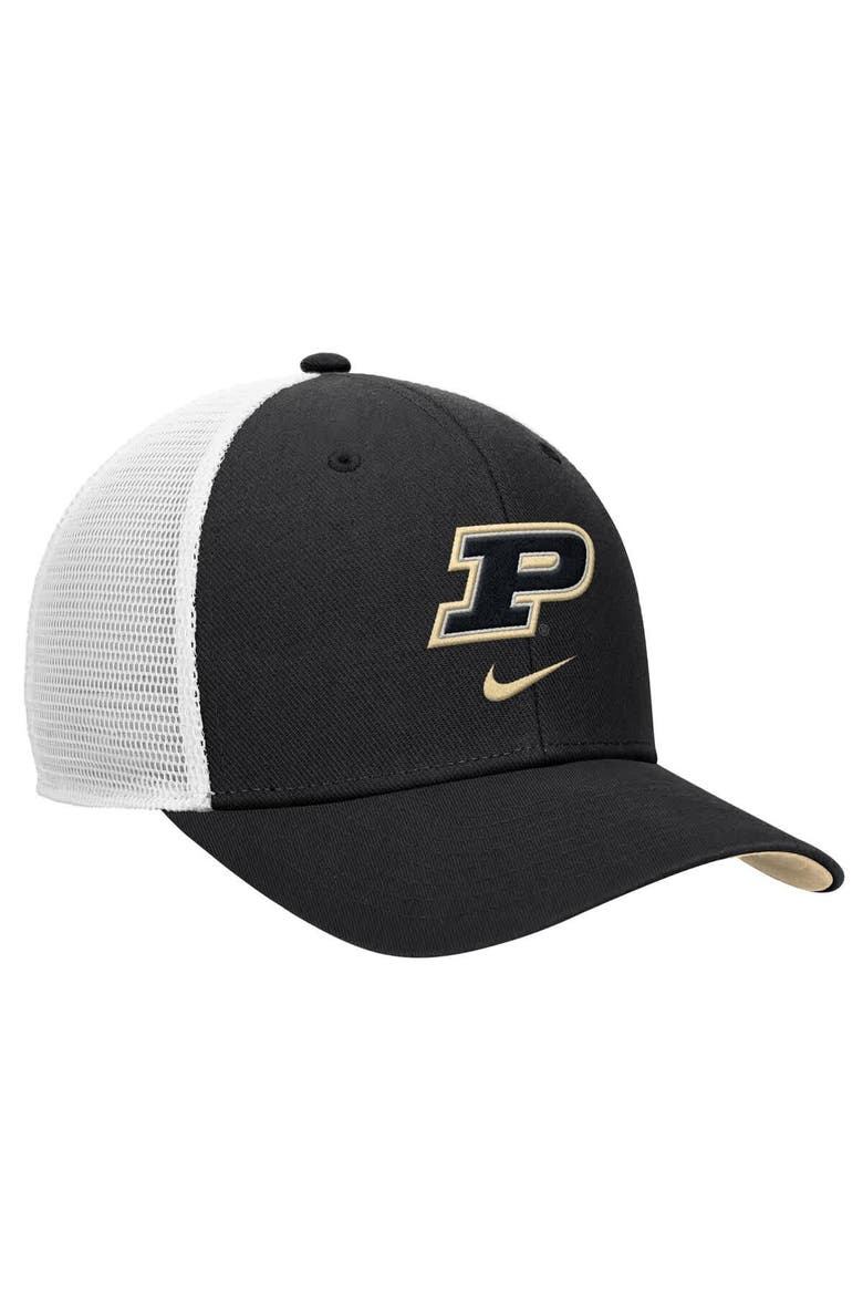 Men's Nike Black Purdue Boilermakers Rise Trucker Dri-FIT Adjustable Hat, Alternate, color, Black