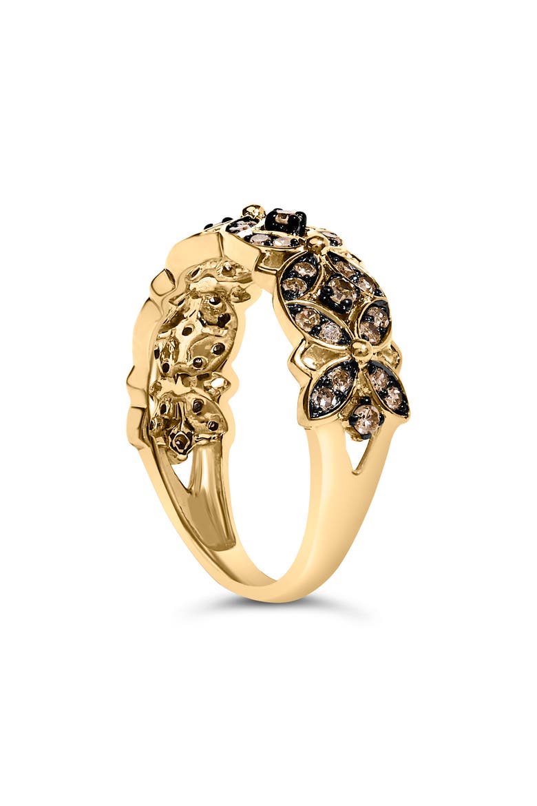 10K Yellow Gold Plated Silver 3/8 Cttw Champagne Diamond Lattice Work Band Ring, Alternate, color, Yellow Gold over Silver