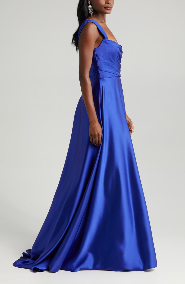 Amsale Off the Shoulder Satin Gown, Alternate, color,