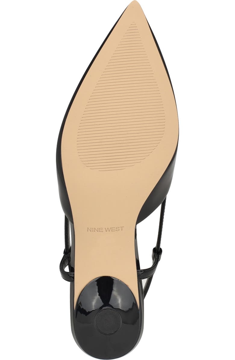Nine West Rhonda Slingback Pointed Toe Kitten Heel Pump, Alternate, color, Black Patent