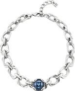 UNODE50 Wide Link Blue Crystal Necklace